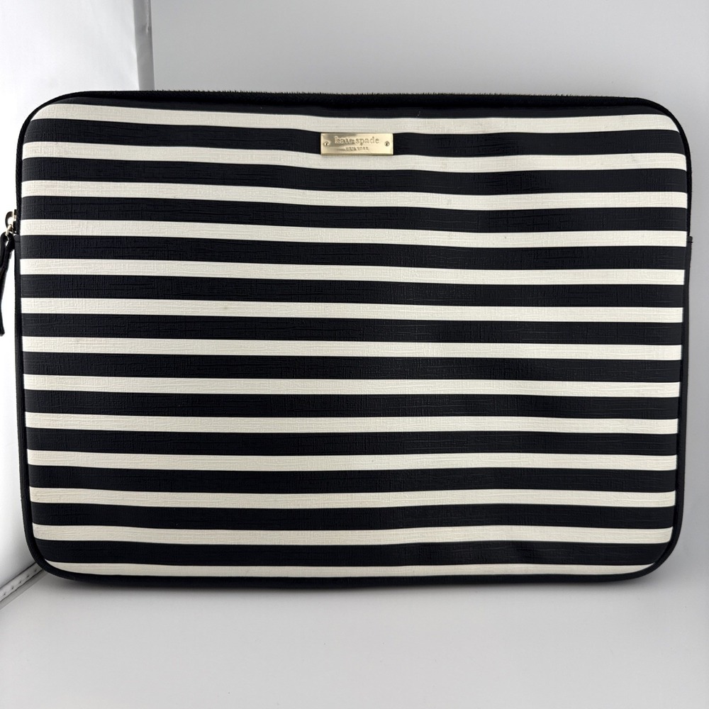 KATE SPADE New York BW Striped Padded Zippered Laptop/Tablet/Notebook Cover